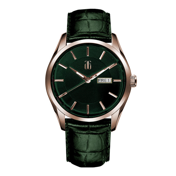 Aries Gold Automatic G 8024 Series Green Leather Strap Men Watch G 8024 RG-GN