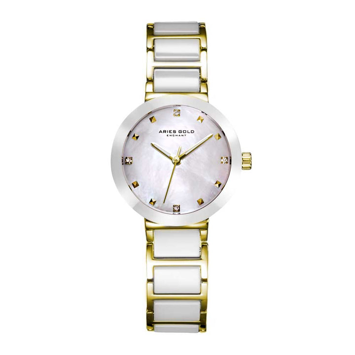 Aries Gold Women | White Ceramic Gold Ladies Watch L 5006 G-MP