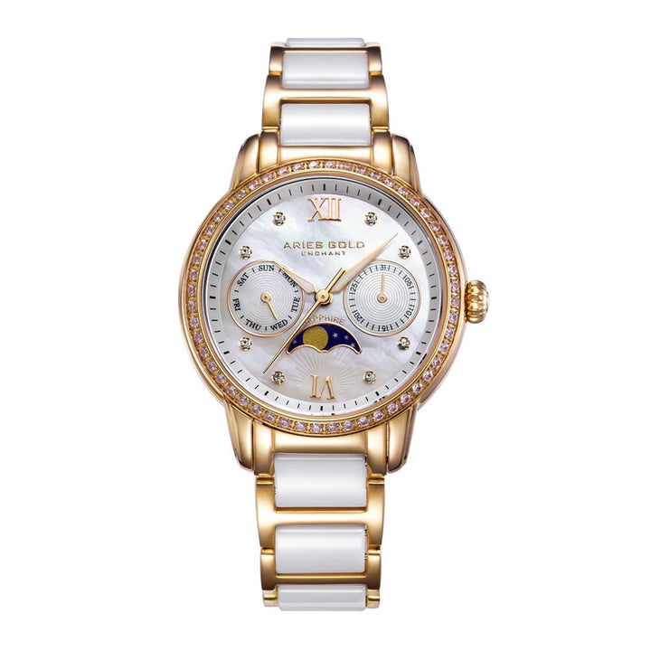 Aries Gold Women | White Ceramic Gold Ladies Watch L 58010L G-MP
