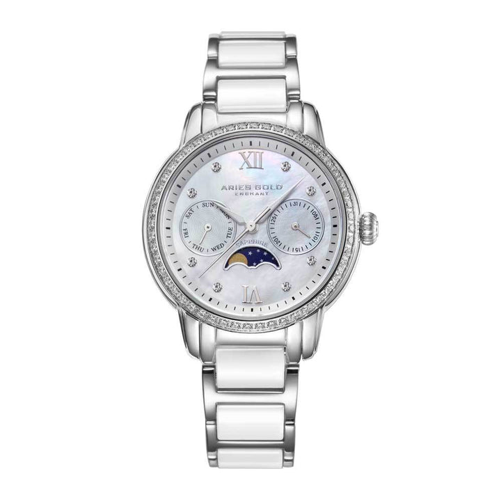 Aries Gold Women | White Ceramic Silver Ladies Watch L 58010L S-MP
