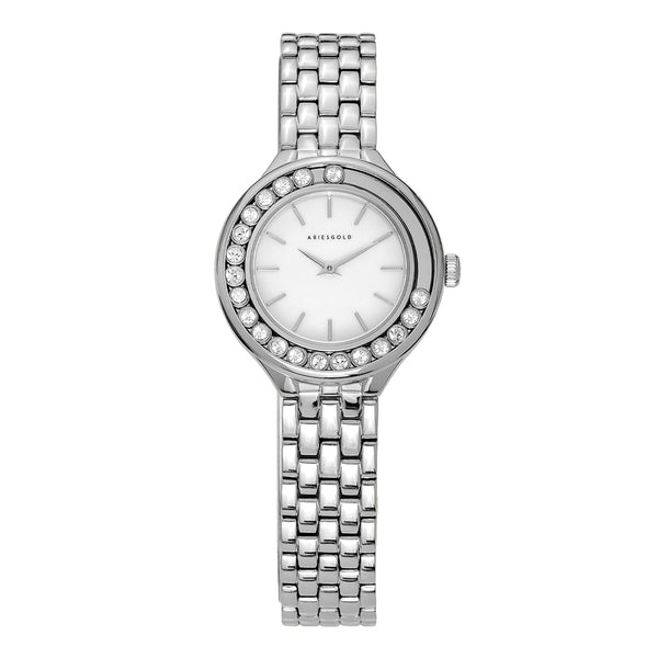 Aries Gold Serenity White Dial Silver Stainless Steel Strap Women Watch L 5041 S-MP