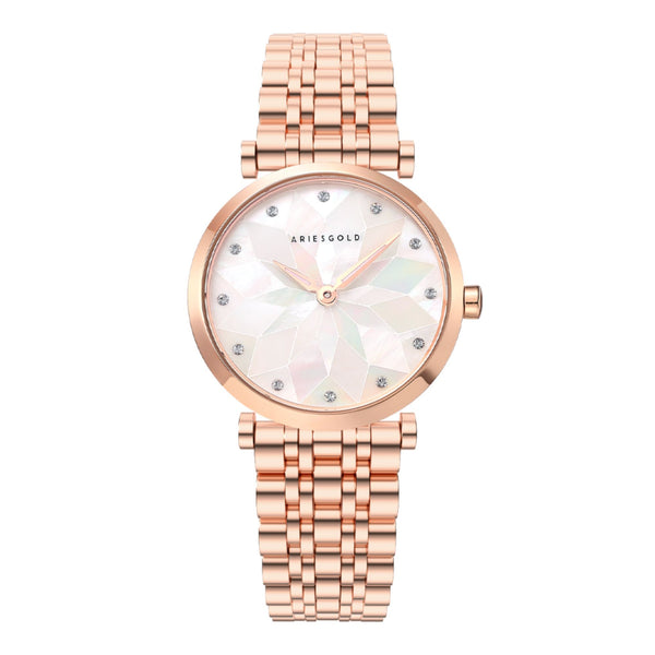 Aries Gold Draliet Rose Gold Stainless Steel Strap Women Majestic Watches L 5042 RG-P2