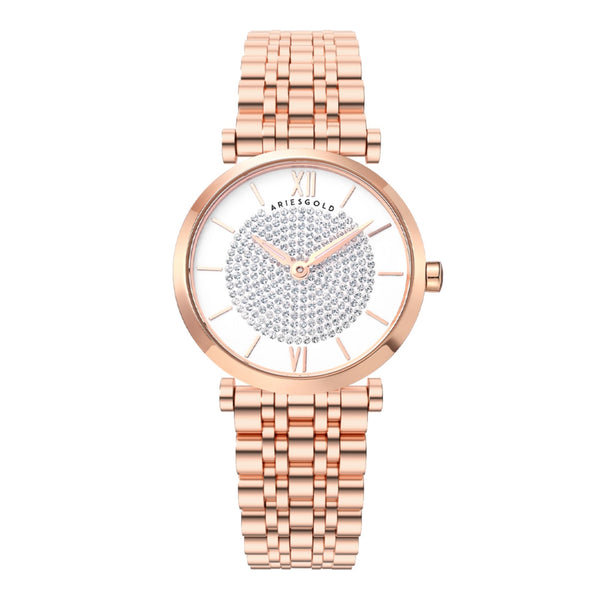 Aries Gold Draliet Rose Gold Stainless Steel Strap Women Majestic Watches L 5042 RG-W